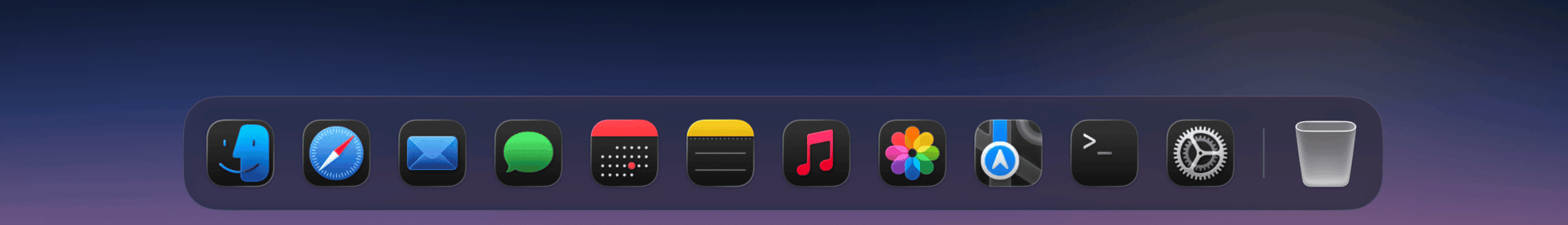 A dock with each app's own icon