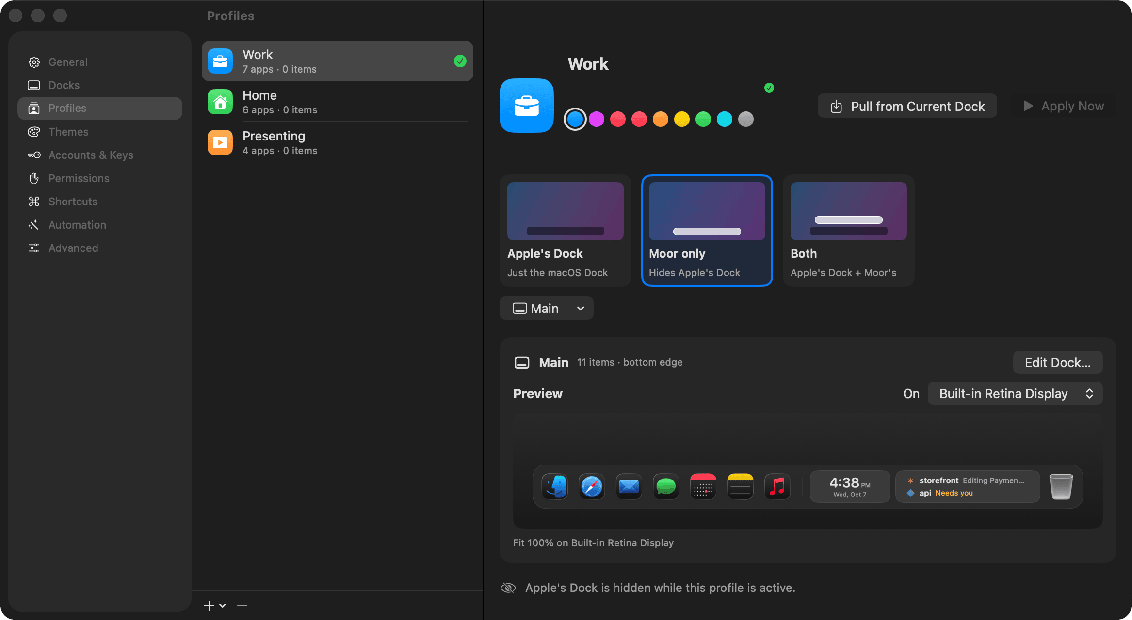Settings, Profiles