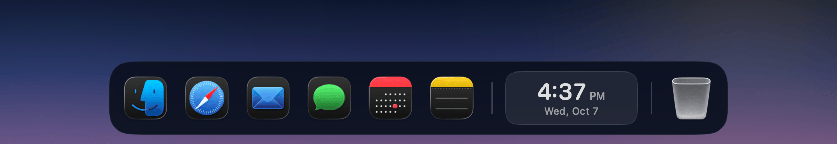 The Midnight theme: a dark tinted bar